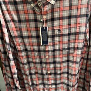 NWT Original Penguin Plaid Button-Up Shirt Medium #279